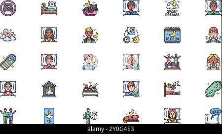World sleep day icon pack High-Quality Vector Icons Collection with Editable Stroke. Ideal for Professional and Creative Projects. Stock Vector