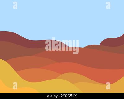Mountain landscape in minimalist style. Panorama of wavy mountain peaks. Design for posters, banners and advertising products. Vector illustration Stock Vector