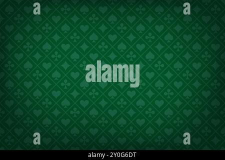 Poker green table background vector illustration. Realistic playing field for game blackjack. Casino concept Stock Vector