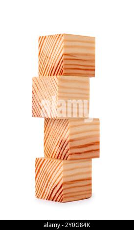 Stack of blank wooden cubes isolated on white Stock Photo - Alamy