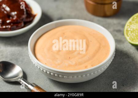 Homemade Spicy Chipotle Mayo Spread in a Bowl Stock Photo