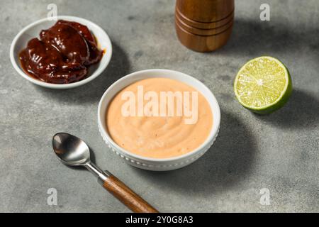 Homemade Spicy Chipotle Mayo Spread in a Bowl Stock Photo