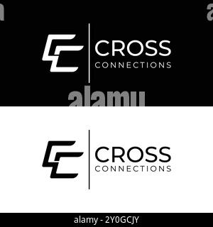 cc monogram cross connections logo design Stock Vector