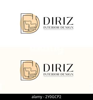 D Diriz luxury interior Logo Design Stock Vector
