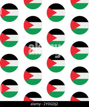Vector seamless pattern of Palestine round flag Stock Vector