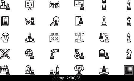 Chess icons High-Quality Vector Icons Collection with Editable Stroke. Ideal for Professional and Creative Projects. Stock Vector