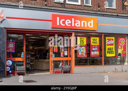 Iceland shop front, freezer food store, Hampshire, England, UK Stock Photo