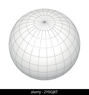 Spherical grid depicting Earth's meridians and parallels in a clean, minimalist design. Stock Vector