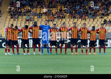 US Lecce team line up during US Lecce vs Cagliari Calcio, Italian soccer Serie A match in Lecce, Italy, August 31 2024 Stock Photo