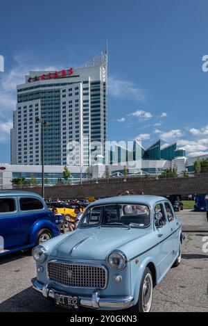 The 1962 Fiat 1100 is a charming Italian car known for its sleek design, reliable performance, and significance as a symbol of post-war automotive inn Stock Photo