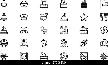 Sailing icons High-Quality Vector Icons Collection with Editable Stroke. Ideal for Professional and Creative Projects. Stock Vector