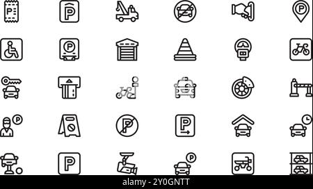 Parking icons High-Quality Vector Icons Collection with Editable Stroke. Ideal for Professional and Creative Projects. Stock Vector