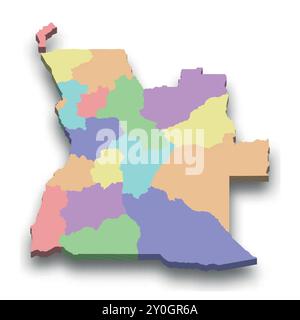 3d map of Angola with borders of regions Stock Vector Image & Art - Alamy