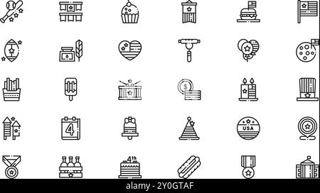 Th of july icons High-Quality Vector Icons Collection with Editable Stroke. Ideal for Professional and Creative Projects. Stock Vector