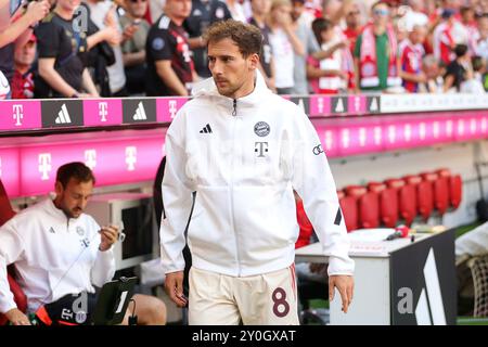 Munich, Deutschland. 01st Sep, 2024. firo : 01.09.2024, football, soccer, 1. League, 1. Bundesliga, season 2024/2025, 2. matchday, FC Bayern Munich - SC Freiburg, Leon Goretzka, FC Bayern Munich, FCB, Bayern, Munchen, half figure, Credit: dpa/Alamy Live News Stock Photo