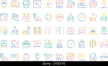 Public transport icons High-Quality Vector Icons Collection with Editable Stroke. Ideal for Professional and Creative Projects. Stock Vector