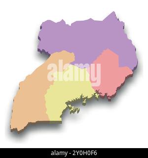 Uganda 3d isometric map with borders regions Stock Vector Image & Art ...