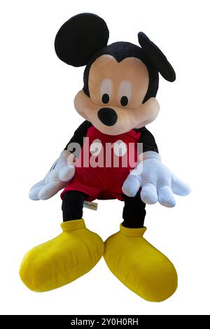 Large Mickey Mouse soft toy isolated on white background - Disney Parks authentic original Stock Photo