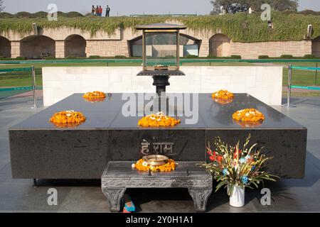 Gandhi Memorial, Delhi, India. Mohandas Karamchand Gandhi (ISO: Mohanadasa Karamaca?da Ga?dhi; 2 October 1869 – 30 January 1948) was an Indian lawyer, Stock Photo