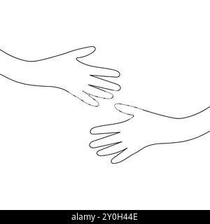 Hug hands hand drawn illustrated on white background, helping hands concept Stock Vector
