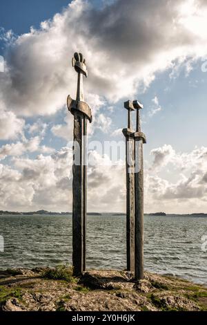 Swords in Rock, a monument in the Norwegian city of Stavanger. Stock Photo