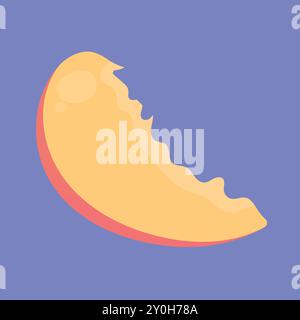 Fresh Peach vector icon. peach fruit slice vector. fresh peach slice icon Stock Vector