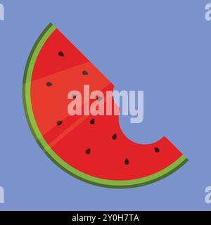 Watermelon Slice vector icon. fresh watermelon bitten slice. juicy summer watermelon slice Stock Vector