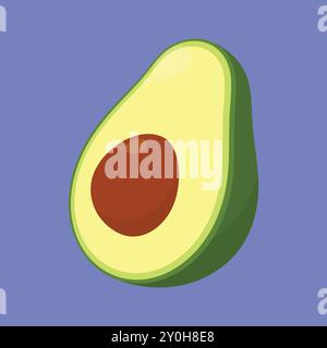 Half Cut Avocado vector icon. fresh Avocado fruit vector. avocado fruit vector. split avocado Stock Vector