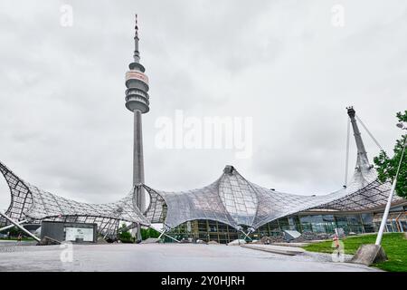 Munich, Germany - April 18, 2024: Olympiahalle in the Olympic Park. It is a multi-purpose arena, was constructed for the 1972 Summer Olympics Stock Photo