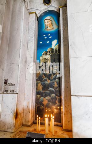 Church of Virgin Mary at Zeitoun, Marian apparition church, Our Lady of Zeitoun, altar of chapel, Zeitoun, Cairo, Egypt, North Africa, Africa Stock Photo