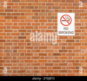 No smoking sign attached to a brick built wall expressing the importance of health and safety, graphic design, advertising background poster. Stock Photo