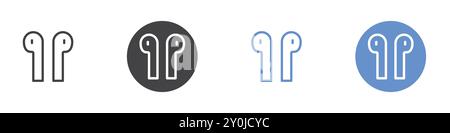 Airpods icon Flat set in black and white color outline vector mark Stock Vector