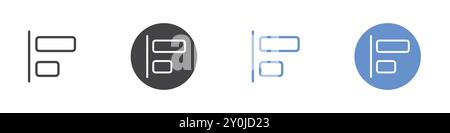 Align icon Flat set in black and white color outline vector mark Stock Vector