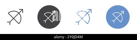 Archer icon Flat set in black and white color outline vector mark Stock Vector