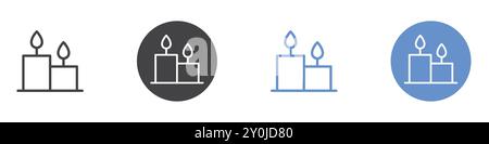 Candles icon Flat set in black and white color outline vector mark Stock Vector