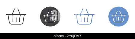 Basket icon Flat set in black and white color outline vector mark Stock Vector