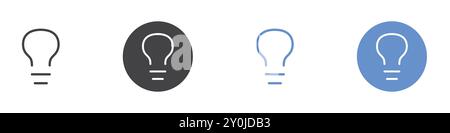 Bulb icon Flat set in black and white color outline vector mark Stock Vector