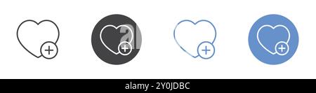 Add to favourite icon Flat set in black and white color outline vector mark Stock Vector