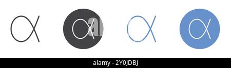 Alpha icon Flat set in black and white color outline vector mark Stock Vector