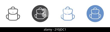 Backpack icon Flat set in black and white color outline vector mark Stock Vector