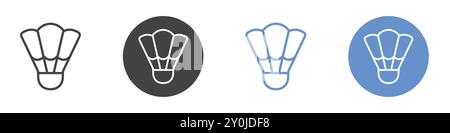 Badminton shuttle icon Flat set in black and white color outline vector mark Stock Vector