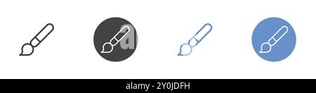 Brush icon Flat set in black and white color outline vector mark Stock Vector