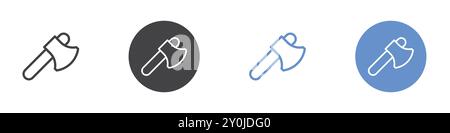 Axe icon Flat set in black and white color outline vector mark Stock Vector