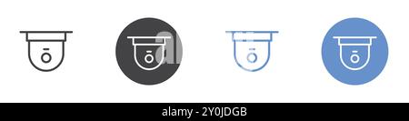 CCTV camera icon Flat set in black and white color outline vector mark Stock Vector