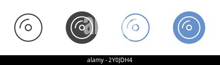 Compact disk icon Flat set in black and white color outline vector mark Stock Vector