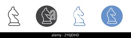 Chess icon Flat set in black and white color outline vector mark Stock Vector