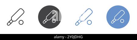 Cricket icon Flat set in black and white color outline vector mark Stock Vector
