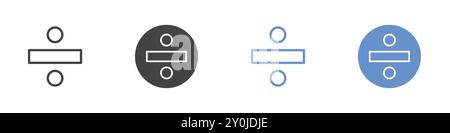 Divide icon Flat set in black and white color outline vector mark Stock Vector