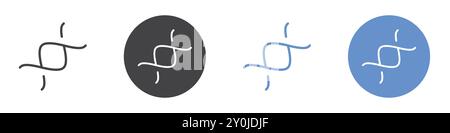 DNA icon Flat set in black and white color outline vector mark Stock Vector