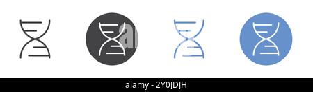 DNA icon Flat set in black and white color outline vector mark Stock Vector